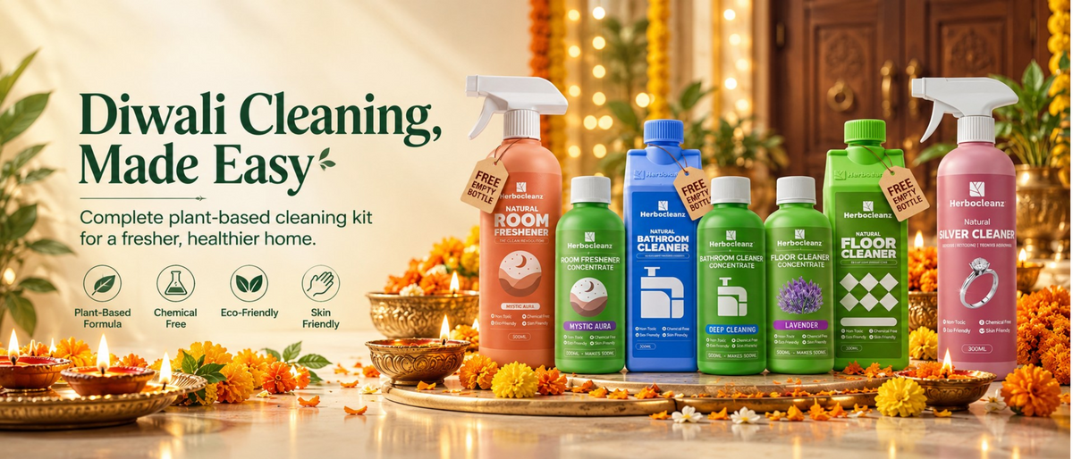 Diwali Cleaning, Made Easy: Herbocleanz cleaning kit with concentrates, lamps and marigolds